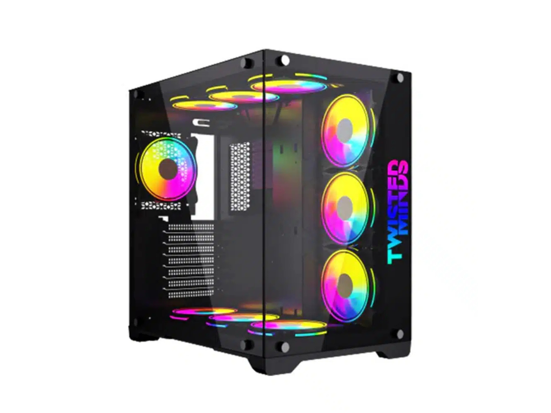 Twisted Minds Bullet-07 Mid Tower Glass Case with 7 RGB Fans - Black Twisted Minds Bullet-07 Mid Tower Glass Case with 7 RGB Fans - Black